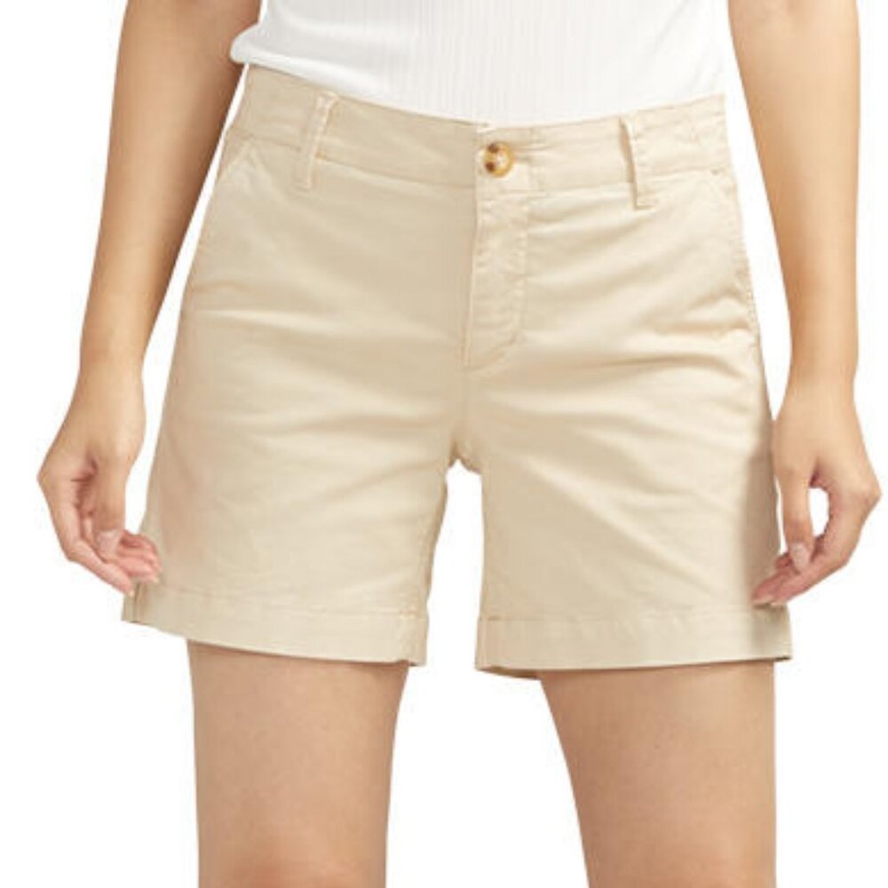 NWT Jag Jeans Fabric Dyed Chino Mid Rise Shorts In Stone